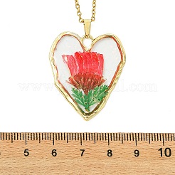 Herzanhänger aus Epoxidharz mit getrockneter Blume im Inneren&nbsp;NJEW-JN06300