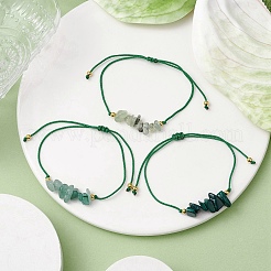 3 bracelet de perles tressées en pierres précieuses de 3 styles&nbsp;BJEW-JB11146-04
