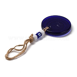 Ciondolo rotondo piatto con decorazione a forma di lume con occhio malvagio&nbsp;HJEW-Z005-01H