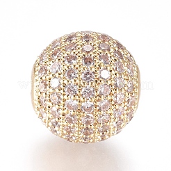 Cz Schmuck Messing Micro Pave Zirkonia runde Perlen&nbsp;ZIRC-M024-06G