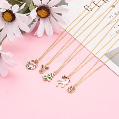 Colliers pendentif en émail en alliage thème noël&nbsp;NJEW-JN03313