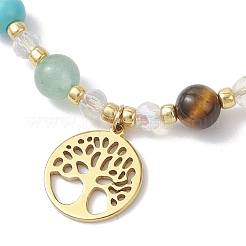 2 bracelet à breloques chakra en acier inoxydable 304&nbsp;BJEW-JB12564-01