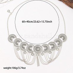 Cadena de eslabones con borlas y monedas de aleación de cristal y rhinestone de estilo étnico para bailarina.&nbsp;FS-WG3C509-02
