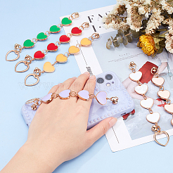 6 Stück 6 Farben Legierung Emaille Herz Gliederketten für DIY Schlüsselanhänger&nbsp;MOBA-PH0001-06