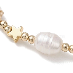 Braccialetti di perline intrecciate in perle d'acqua dolce naturali coltivate e ottone e acciaio inossidabile 304 per le donne&nbsp;BJEW-JB13109-02