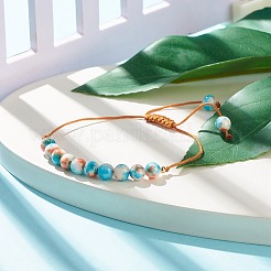 Rundes geflochtenes Perlenarmband aus natürlicher weißer Jade&nbsp;BJEW-JB07969-04