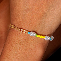 Kettengliederarmbänder mit Perlenclip im Bohème-Stil&nbsp;FI6672