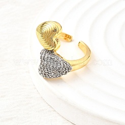 Bagues de manchette en laiton micro pavé de zircone cubique pour femmes&nbsp;RJEW-F184-04GP