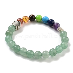 Chakra runde natürliche grüne Aventurin Perlen Stretch-Armbänder&nbsp;BJEW-K251-05E