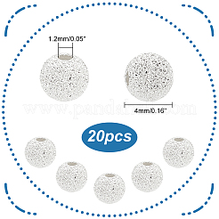 20 pieza de 925 cuentas redondas texturizadas de plata esterlina&nbsp;STER-PH0002-18