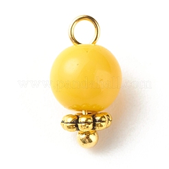 Imitation Jade runde Glasperlen Charms&nbsp;PALLOY-JF01142