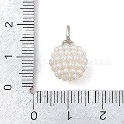 Pendenti in ottone e plastica ABS con perle finte&nbsp;PL-CBA9D14-01P