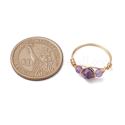 6 runder natürlicher Rosenquarz & Amethyst & Fluorit & Karneol & Amazonit & roter Achat Fingerring&nbsp;RJEW-JR00754-S