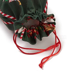 Bolsas de tela rectangulares con tema navideño con cordón de yute.&nbsp;ABAG-P008-01C