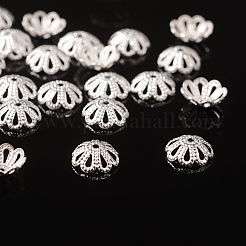 Silber Farbe Blume Messing WulstspAnhänger / charmsr Kappen&nbsp;X-EC131-S