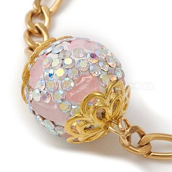 Gliederarmband mit Discokugel-Strassen aus Fimo und Figaro-Ketten&nbsp;BJEW-JB09478
