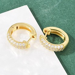 Boucles d'oreilles créoles en laiton avec micro pavé de zircones cubiques transparentes&nbsp;EJEW-D348-12G
