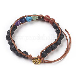 Braccialetti con perline in corda di roccia lavica naturale&nbsp;BJEW-E351-02I