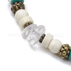 Braccialetti di perline intrecciate in cristallo di quarzo naturale e turchese sintetico&nbsp;BJEW-JB11018