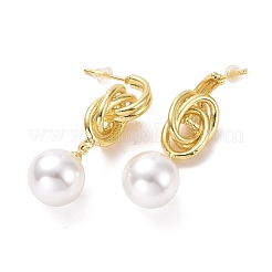 Boucles d'oreilles avec nœud et perles en plastique&nbsp;EJEW-A072-08LG
