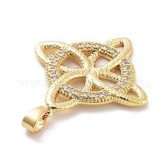 Placage de crémaillère en laiton micro pavé pendentifs en zircone cubique claire&nbsp;KK-C063-09B-G