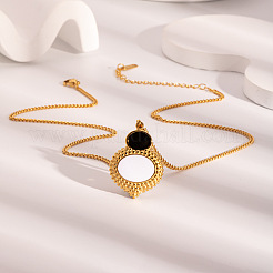 Eleganti orecchini a bottone ovali in acciaio inossidabile 304 con conchiglia bianca e collane pendenti per donna&nbsp;XO8375-1