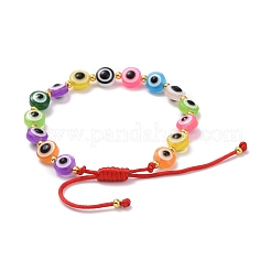 Tondo piatto con braccialetto di perline malocchio&nbsp;BJEW-JB07102-02
