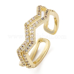 Bagues manchette en laiton micro pavées en oxyde de zirconium transparent pour femmes&nbsp;RJEW-G337-25G