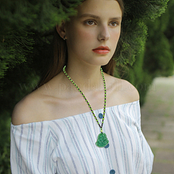 4 collier pendentif en verre de 4 styles&nbsp;NJEW-OC0001-04A