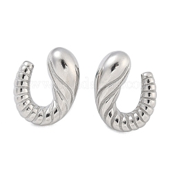 Orecchini a forma di croissant a spirale in acciaio inossidabile 304 per donna&nbsp;EJEW-Z095-01P