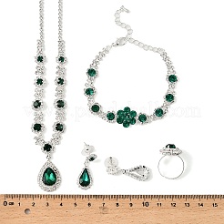 Braccialetti in lega a goccia con strass&nbsp;SJEW-M102-02S-01