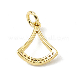 Charms in ottone con micro pavé di foglie di ginkgo in zirconia cubica trasparente&nbsp;ZIRC-F132-85G