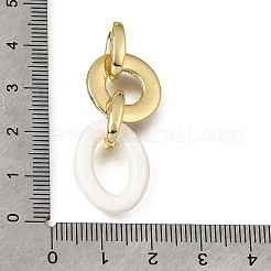 Nacre blanche naturelle et laiton sertis de micro-pavés de zircone cubique transparente&nbsp;KK-C262-05C-G