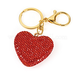 Porte-clés en forme de cœur en pâte polymère et strass faits à la main&nbsp;KEYC-TAC00068-01