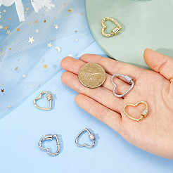 6 Stück 6 Stile Messing Micro Pave klare Zirkonia Schraubkarabiner Verschluss Charms&nbsp;ZIRC-DC0001-40