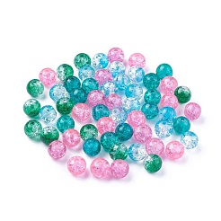 5 couleur peinte à la bombe et cuite au four perles de verre craquelées&nbsp;CCG-X0010-08-8mm