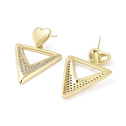 Boucles d'oreilles clous de zircone cubique micro pavés de laiton placage en rack&nbsp;EJEW-B047-03G-02