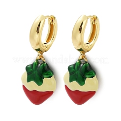 Creolen aus Messing mit Emaille und Erdbeeren&nbsp;EJEW-F895-21B-G