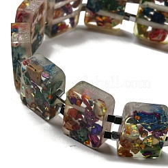 Jaspe imperial natural teñido con pulseras elásticas con cuentas de resina&nbsp;BJEW-G698-01A-05