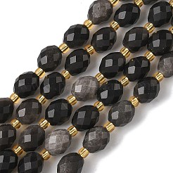 Natürliche silberglänzende Obsidian-Perlenstränge&nbsp;G-F809-A28-01