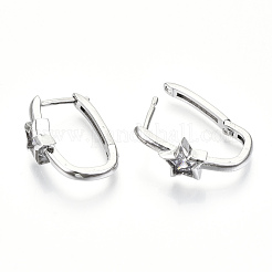 Orecchino a cerchio huggie in ottone con micro pavé di zirconi chiari&nbsp;EJEW-T046-17P-NF