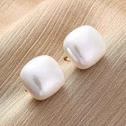Boucles d'oreilles à tige carrées en laiton et plastique pour femmes&nbsp;EJEW-G425-01G-02