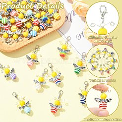 30 tira de resina y colgante de abeja turquesa sintética teñida.&nbsp;HJEW-CJ00096