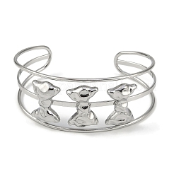 Bracelets manchettes ouverts en acier inoxydable 304 anti-ternissement avec nœud creux large&nbsp;BJEW-Q348-04P-02