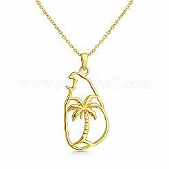 Collares con colgante de palmera isleña con contorno de acero inoxidable 304 para mujer&nbsp;WGA9425-01