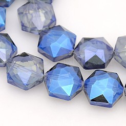 Hexagonale electroplate pleine arc plaqué perles de verre brins&nbsp;EGLA-P015-M