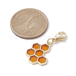 Décorations de pendentif en alliage d'émail d'abeille et de nid d'abeille et de fleur et de miel&nbsp;HJEW-JM01602