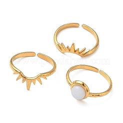Ensembles de bagues ouvertes en acier inoxydable 304 et résine pour femmes&nbsp;RJEW-F209-02G