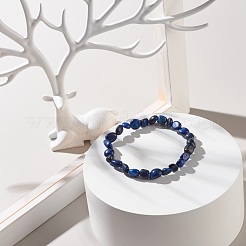 Bracelet extensible perles pépites de lapis lazuli naturel&nbsp;BJEW-JB07144-03
