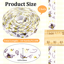 Ripsbänder aus Polyester mit Bienen-Aufdruck&nbsp;SRIB-WH20020-018B